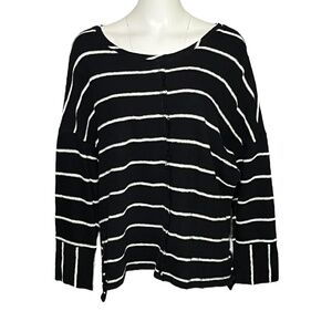 Habitat Clothes To Live In Tunic Top Sweatshirt Size Large Black White Striped